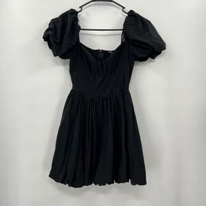 Windsor Medium Mini‎ Dress Womens Black Puff Sleeve Bubble Hem Corset